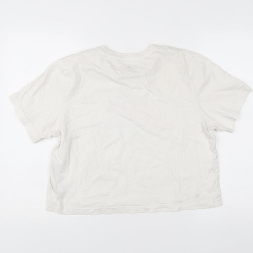 Adidas Women's White Cotton Logo T-Shirt Size M Casual Sportswear
