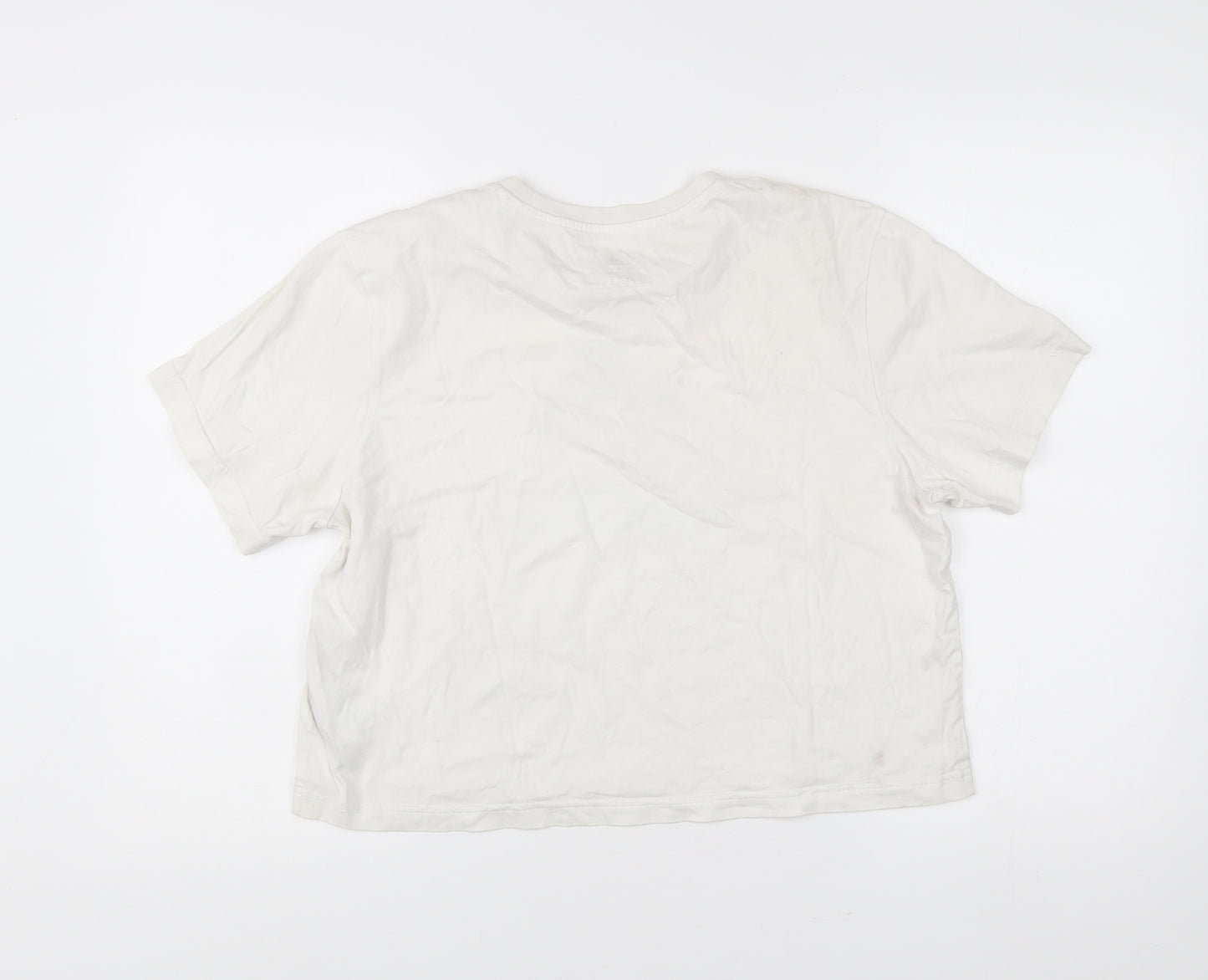 Adidas Women's White Cotton Logo T-Shirt Size M Casual Sportswear