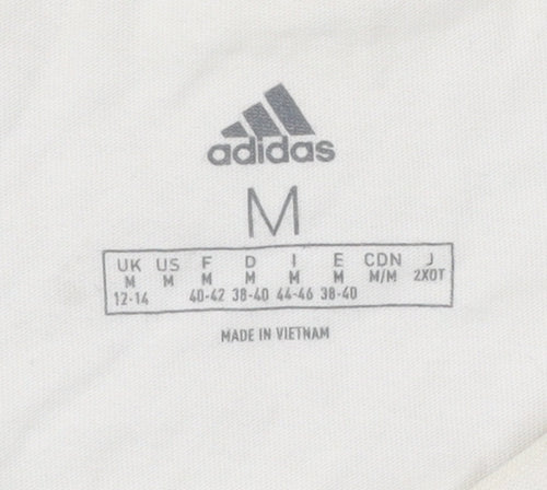 Adidas Women's White Cotton Logo T-Shirt Size M Casual Sportswear