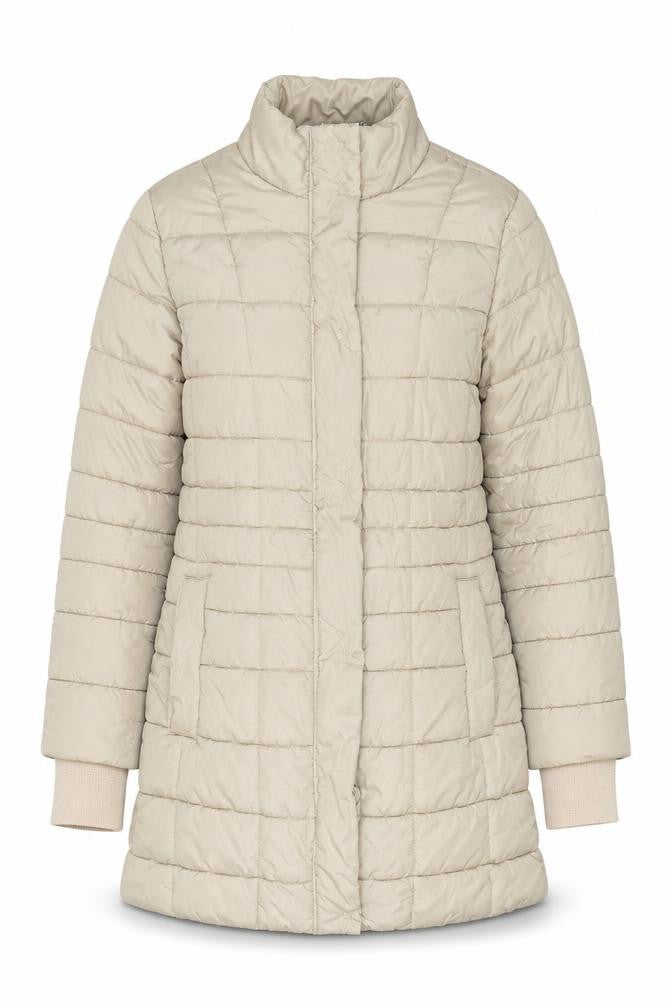 Front view of Hobbs women’s beige, size UK 12, puffer jacket coat quilted winter