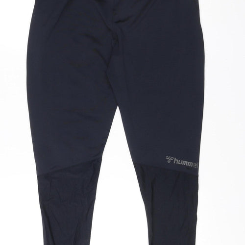 Hummel Mens Black Compression Sports Leggings L Stretch Quick Dry