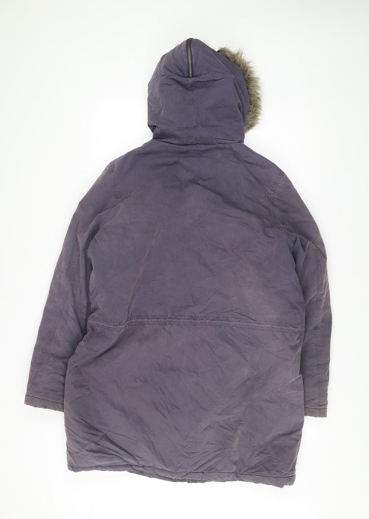Fred Perry Womens Purple Parka Coat UK 16 Hooded Winter Jacket