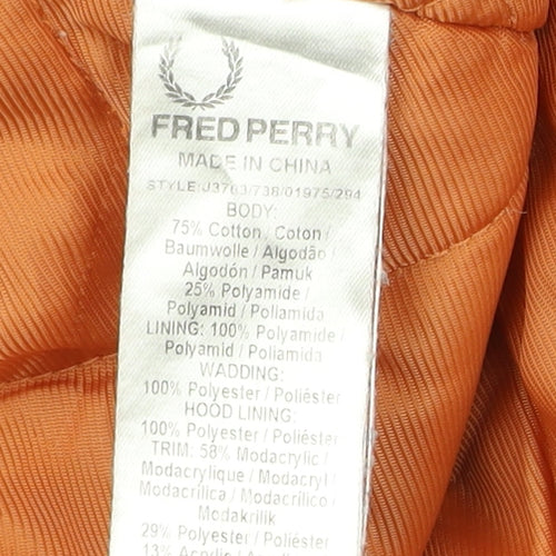 Fred Perry Womens Purple Parka Coat UK 16 Hooded Winter Jacket
