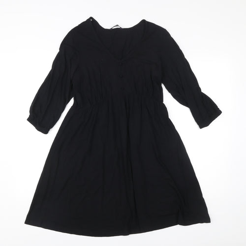 Marks and Spencer Women Black Size 10 A-Line Knee Length Dress