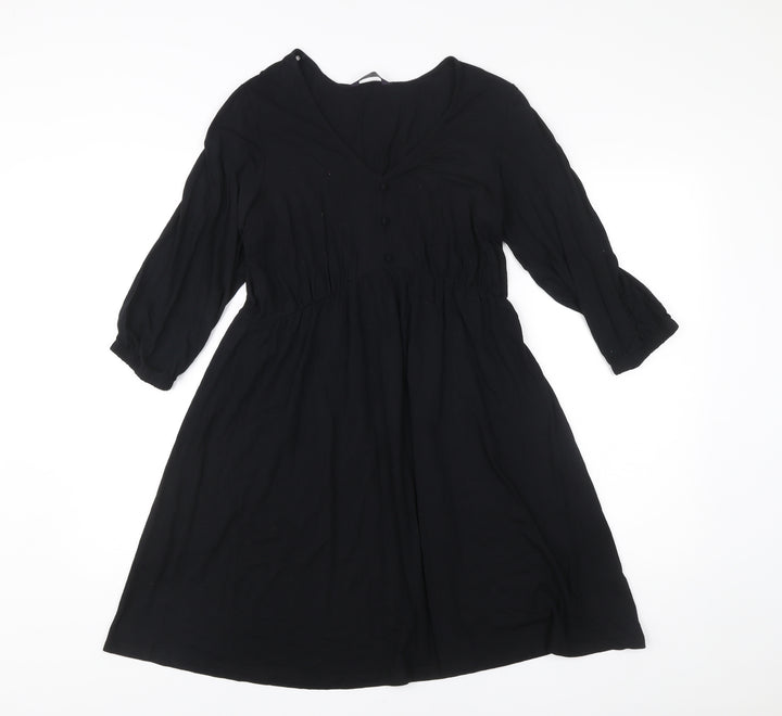 Marks and Spencer Women Black Size 10 A-Line Knee Length Dress