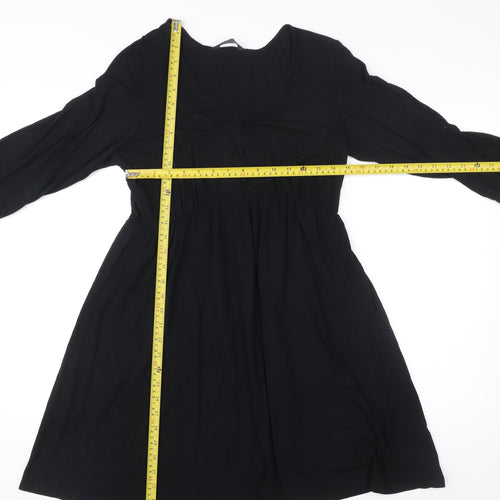 Marks and Spencer Women Black Size 10 A-Line Knee Length Dress