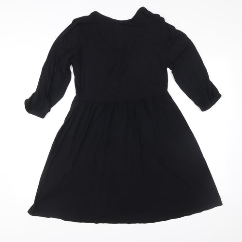 Marks and Spencer Women Black Size 10 A-Line Knee Length Dress