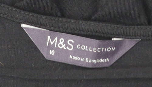 Marks and Spencer Women Black Size 10 A-Line Knee Length Dress