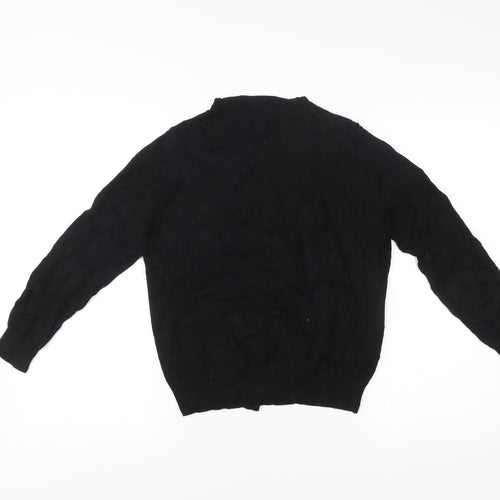 Zara Womens Black Cardigan Size 12 Crew Neck Knit Jumper