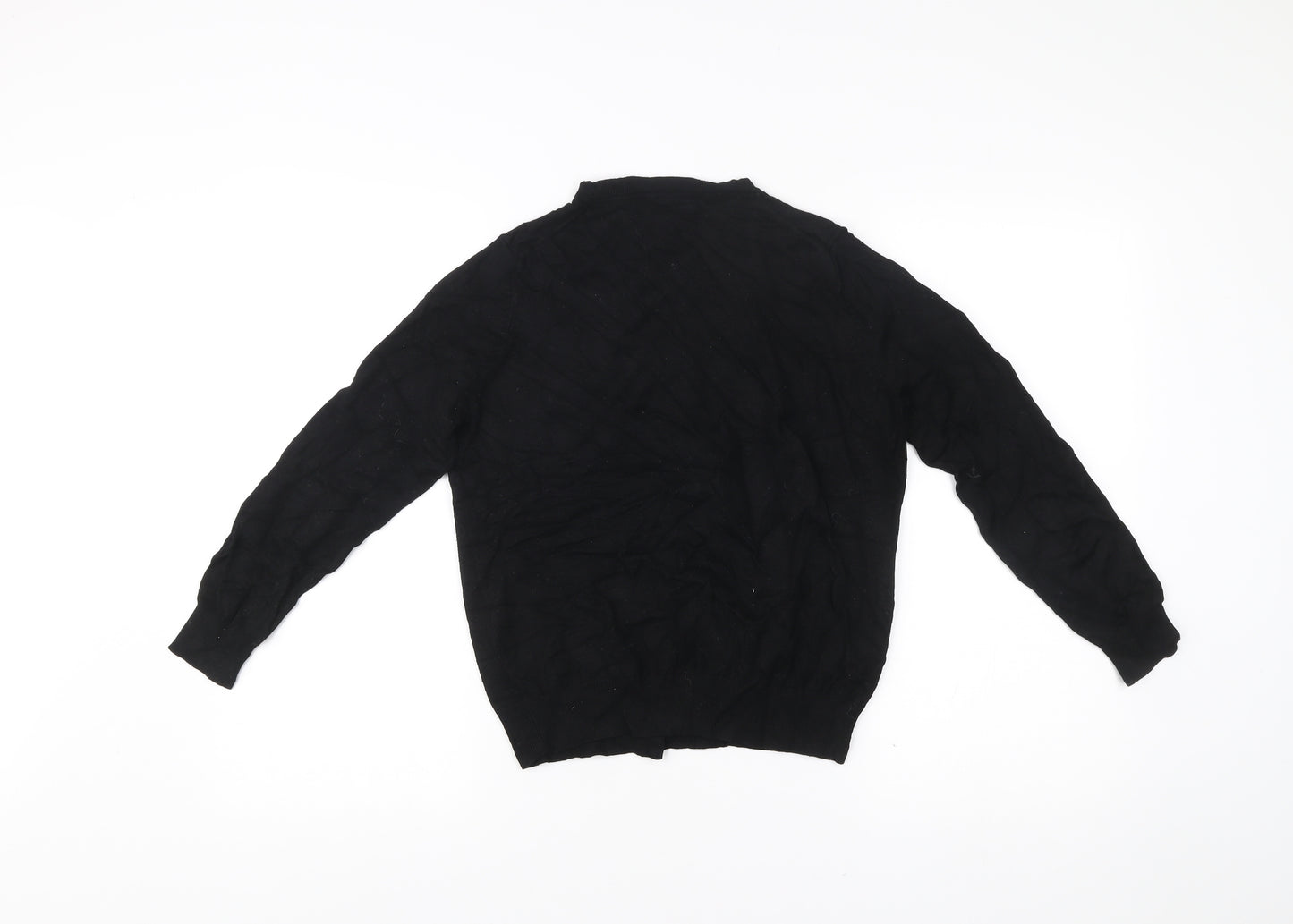 Zara Womens Black Cardigan Size 12 Crew Neck Knit Jumper