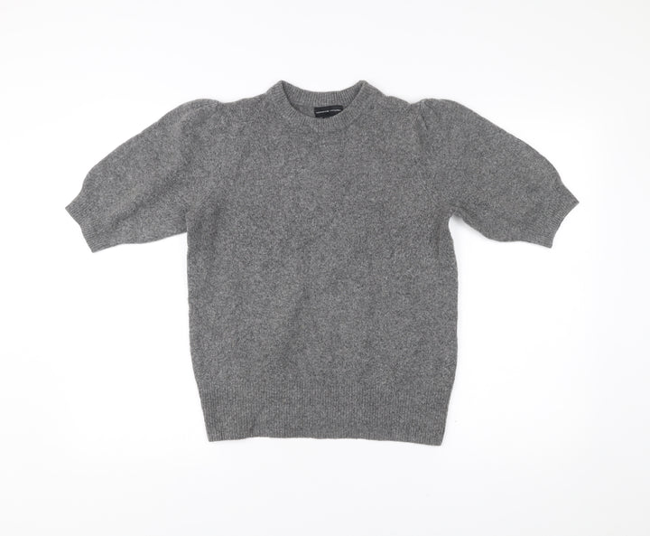 Adrienne Vittadini Women’s Grey Knit Puff Sleeve Blouse Size S