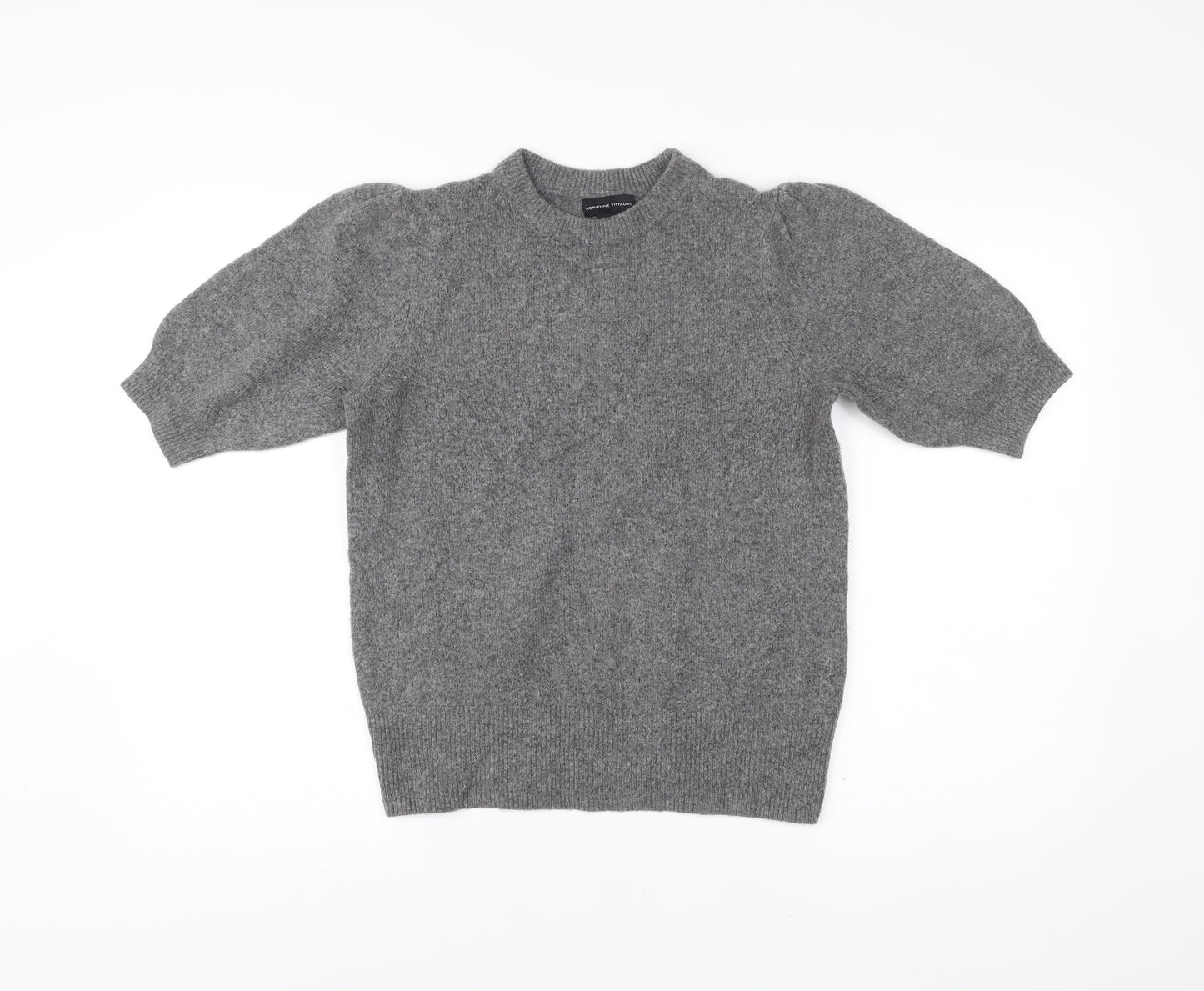 Adrienne Vittadini Women’s Grey Knit Puff Sleeve Blouse Size S