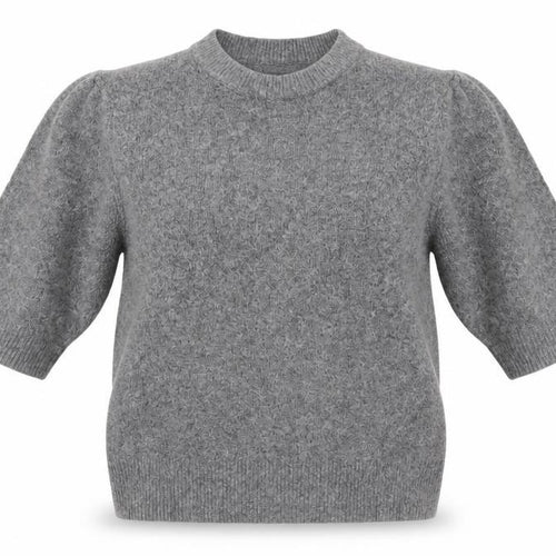 Adrienne Vittadini Women’s Grey Knit Puff Sleeve Blouse Size S