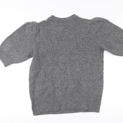 Adrienne Vittadini Women’s Grey Knit Puff Sleeve Blouse Size S