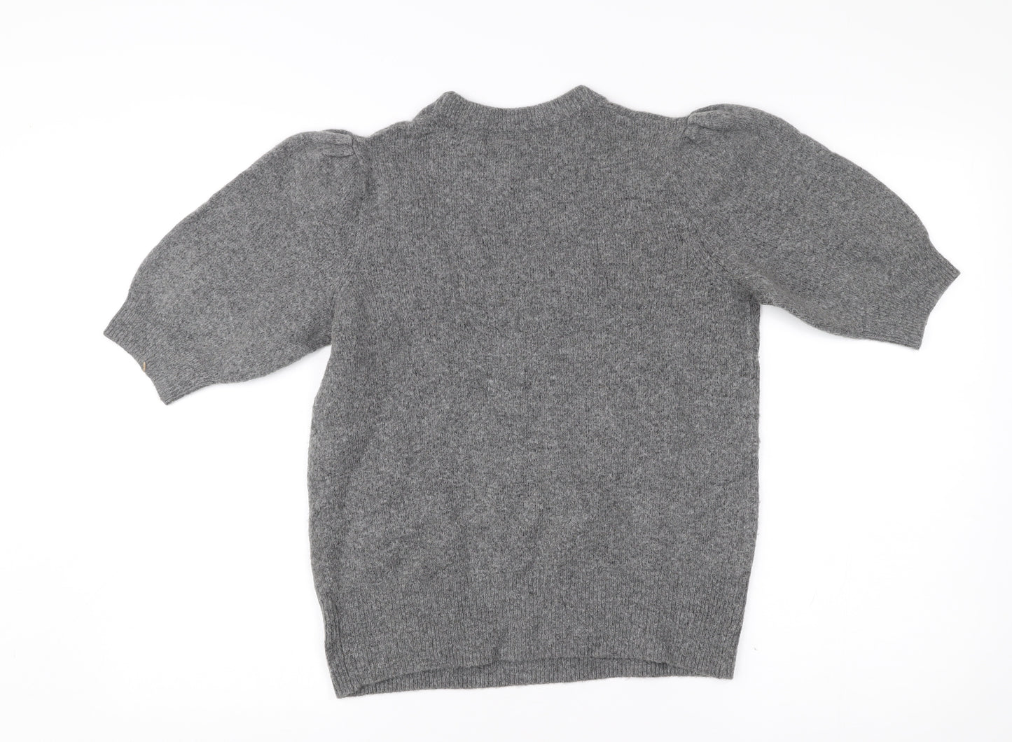 Adrienne Vittadini Women’s Grey Knit Puff Sleeve Blouse Size S