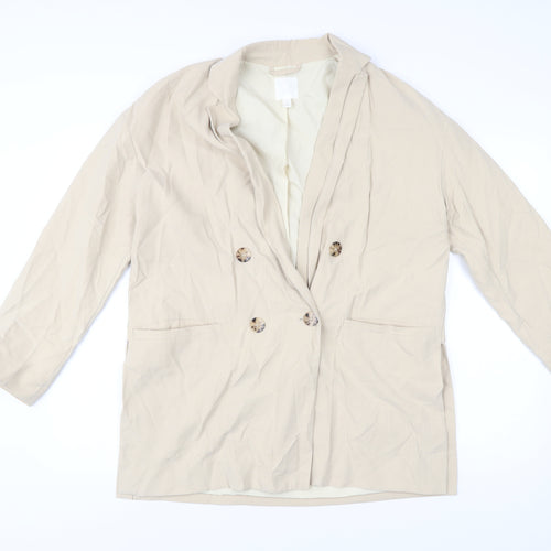 H&M Men Beige Viscose Blend Blazer Jacket Size S Smart Casual