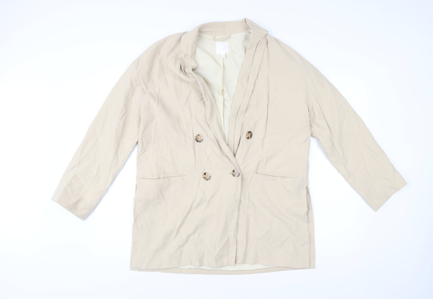 H&M Men Beige Viscose Blend Blazer Jacket Size S Smart Casual