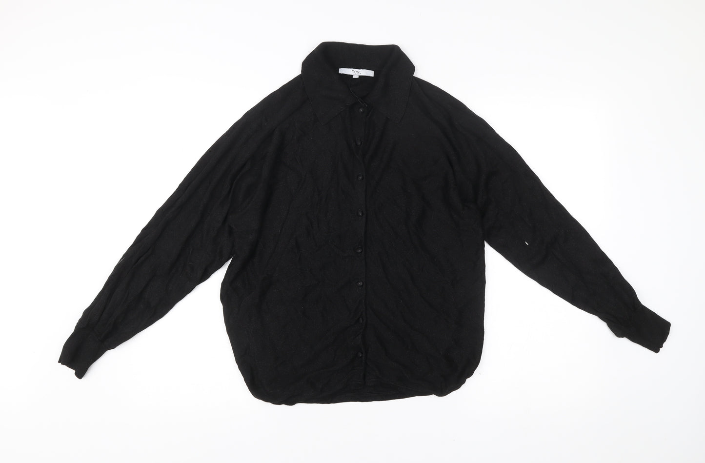 Next Womens Black Collared Button Cardigan Jumper M Regular Viscose Blend