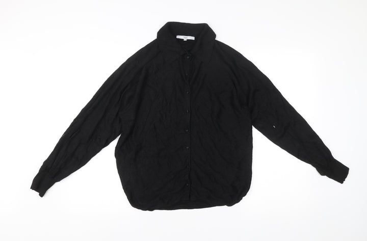 Next Womens Black Collared Button Cardigan Jumper M Regular Viscose Blend