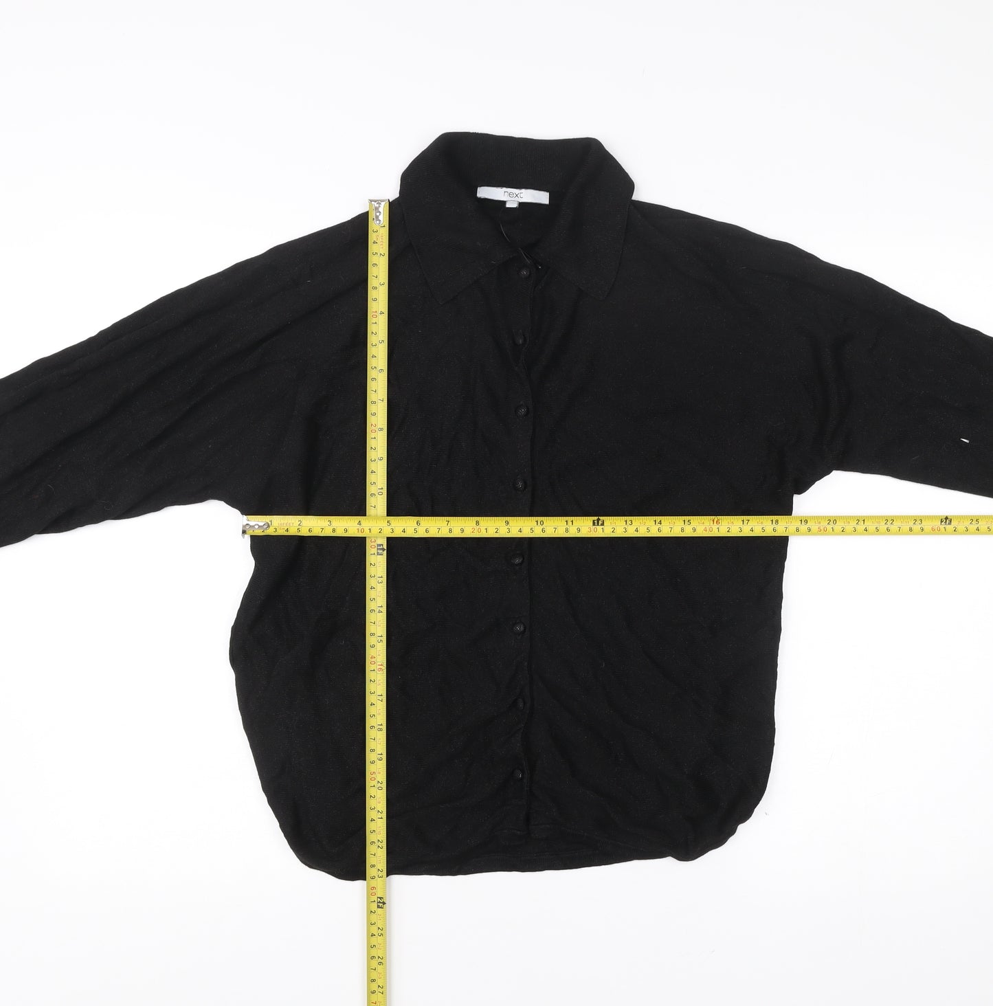 Next Womens Black Collared Button Cardigan Jumper M Regular Viscose Blend