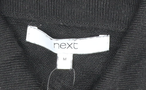 Next Womens Black Collared Button Cardigan Jumper M Regular Viscose Blend