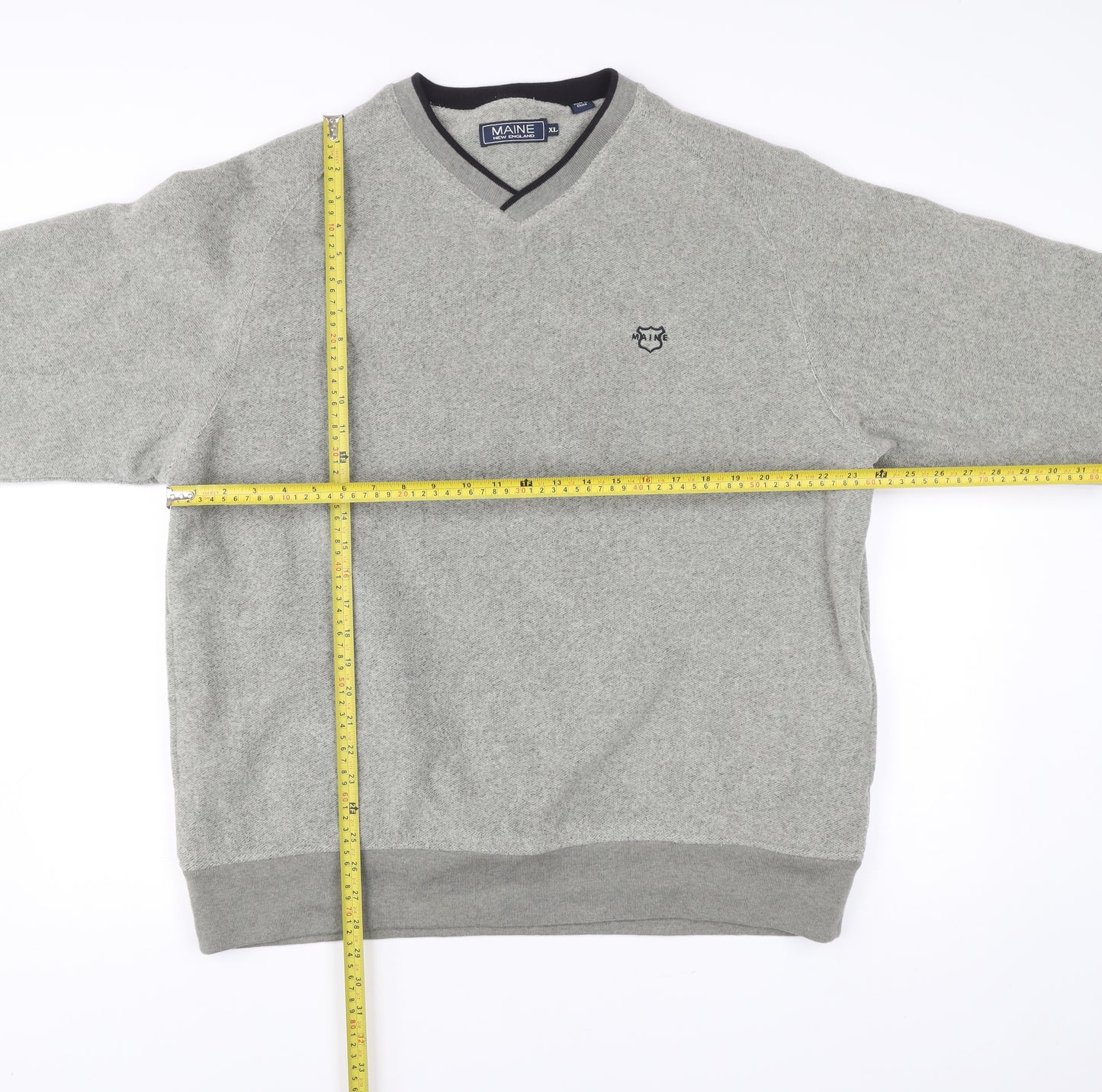 Maine New England Men’s Grey XL V-Neck Pullover Jumper