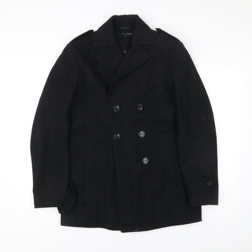 Tom English Men's Black Wool Blend Pea Coat Jacket Size S