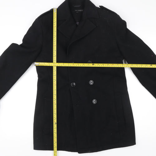 Tom English Men's Black Wool Blend Pea Coat Jacket Size S
