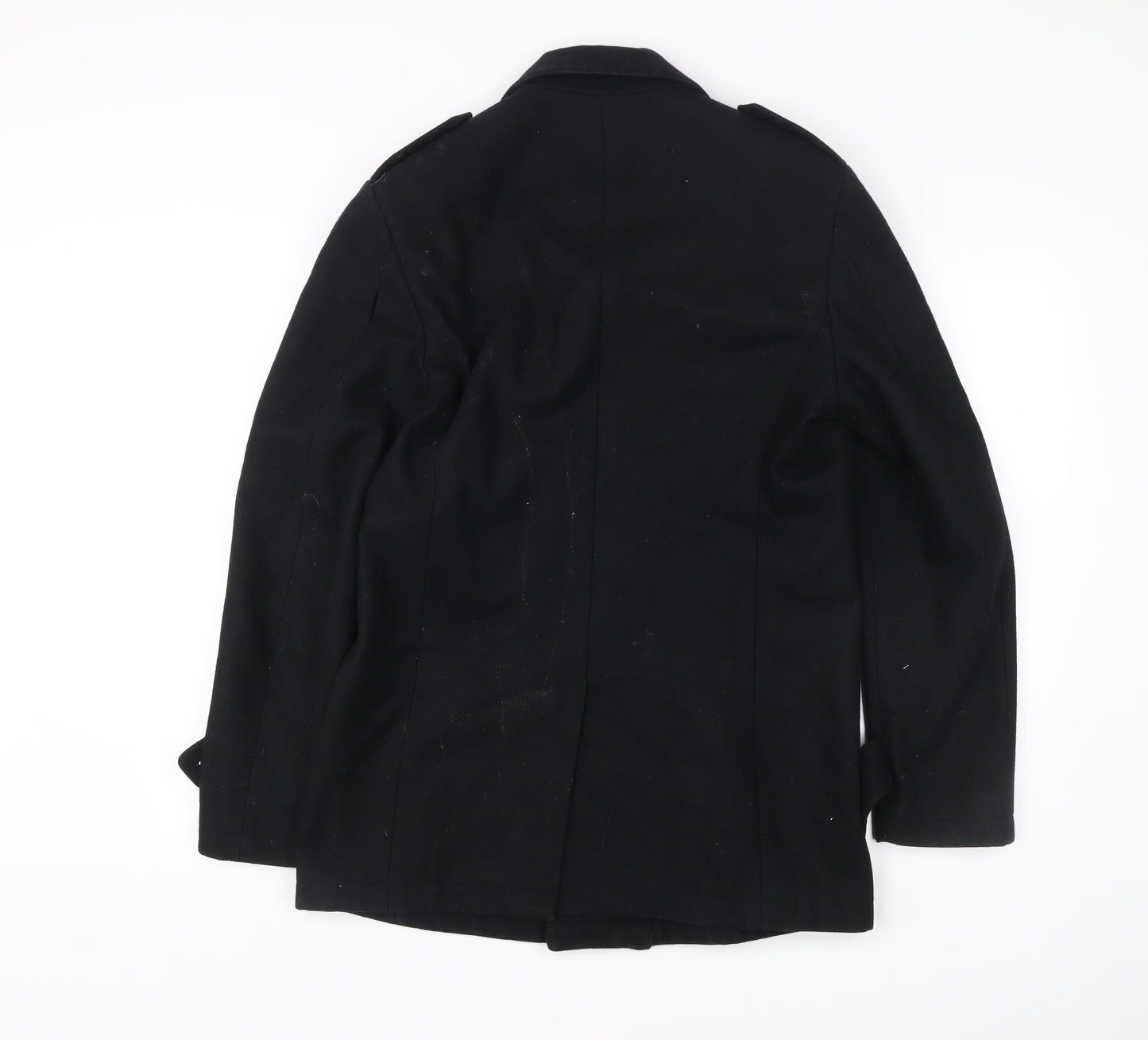 Tom English Men's Black Wool Blend Pea Coat Jacket Size S