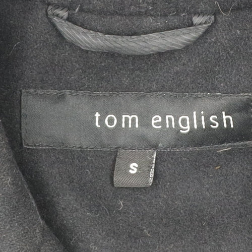 Tom English Men's Black Wool Blend Pea Coat Jacket Size S