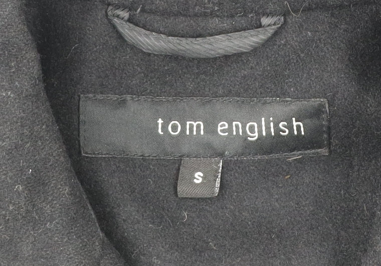 Tom English Men's Black Wool Blend Pea Coat Jacket Size S