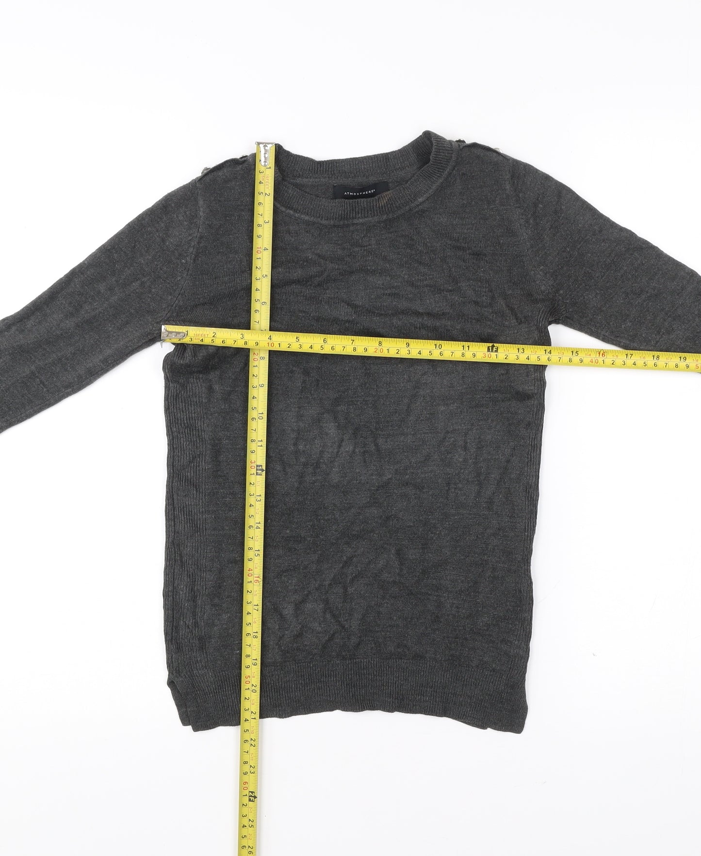 Atmosphere Womens Grey Size 4 Crew Neck Long Sleeve Pullover Jumper