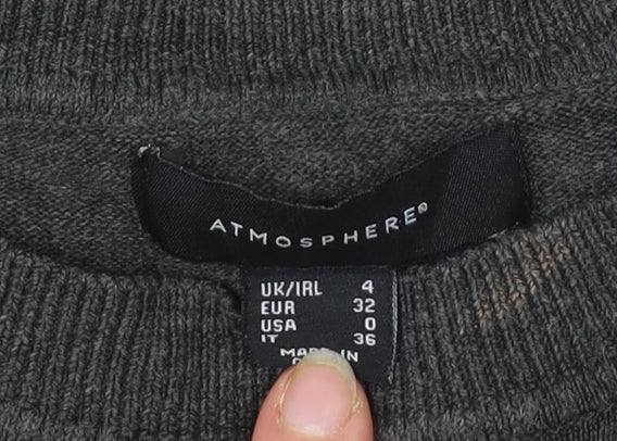 Atmosphere Womens Grey Size 4 Crew Neck Long Sleeve Pullover Jumper