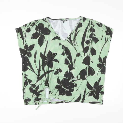 Bonmarché Women’s Green Floral V-Neck Blouse Size 24