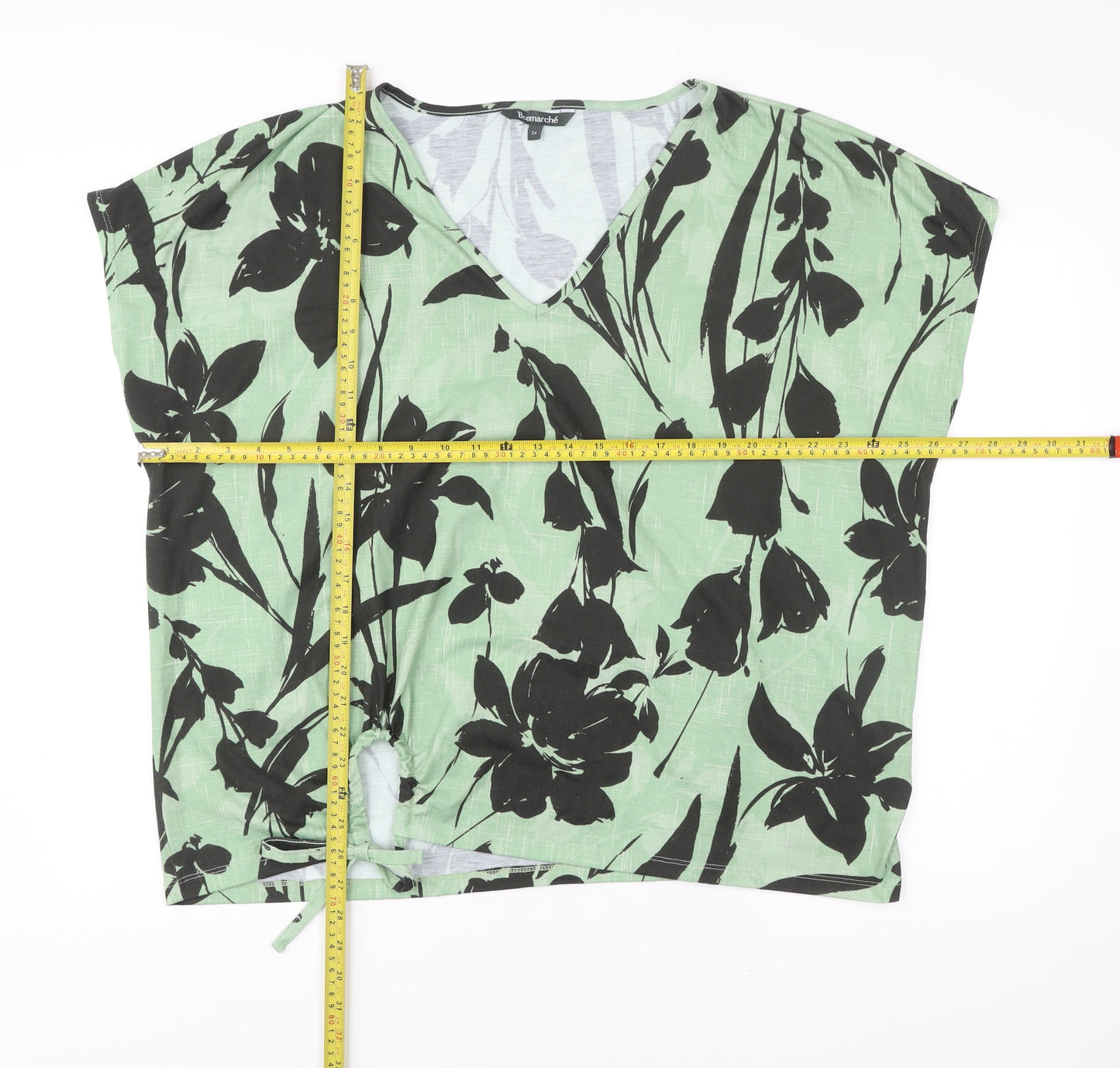 Bonmarché Women’s Green Floral V-Neck Blouse Size 24