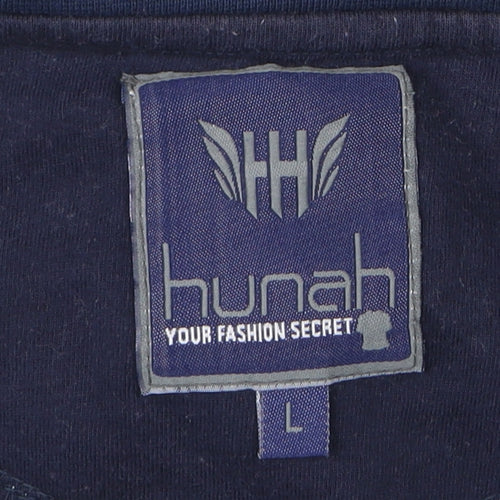 Hunah Men’s Blue Graphic Print Crew Neck Short Sleeve T-Shirt Size L