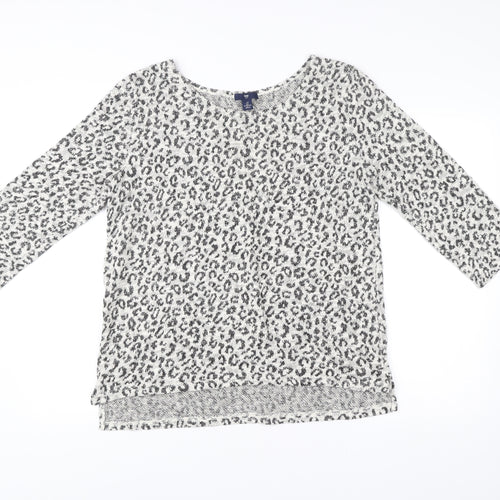 Gap Women’s Grey Animal Print Boat Neck Pullover Jumper L