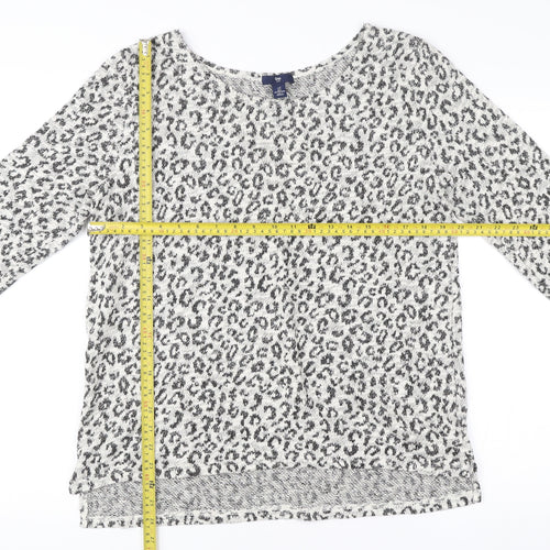 Gap Women’s Grey Animal Print Boat Neck Pullover Jumper L