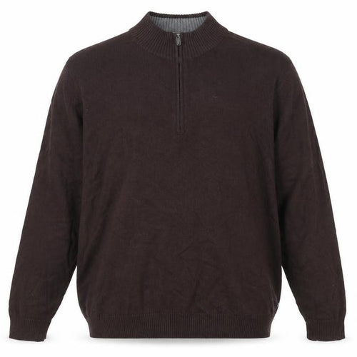 Morley Mens Brown 2XL Cotton 1/2 Zip Mock Neck Jumper