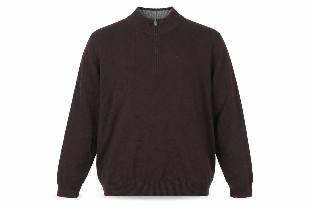 Morley Mens Brown 2XL Cotton 1/2 Zip Mock Neck Jumper