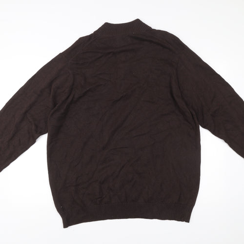 Morley Mens Brown 2XL Cotton 1/2 Zip Mock Neck Jumper