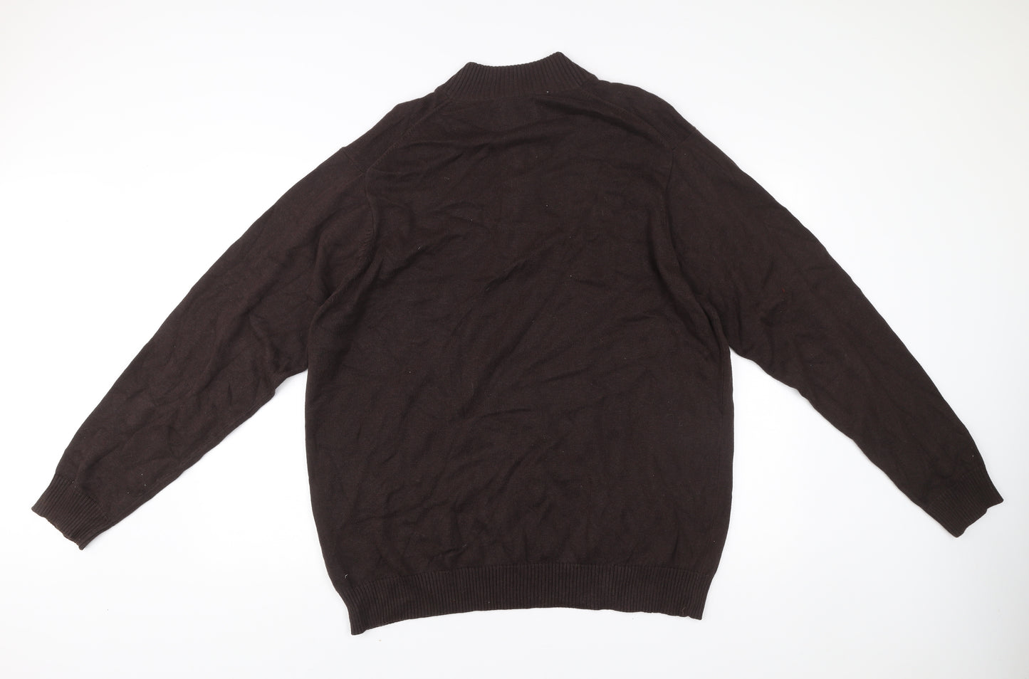Morley Mens Brown 2XL Cotton 1/2 Zip Mock Neck Jumper