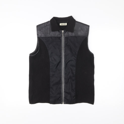 Gerry Weber Women's Black Wool Blend Waistcoat Vest Size 40 Zip Up