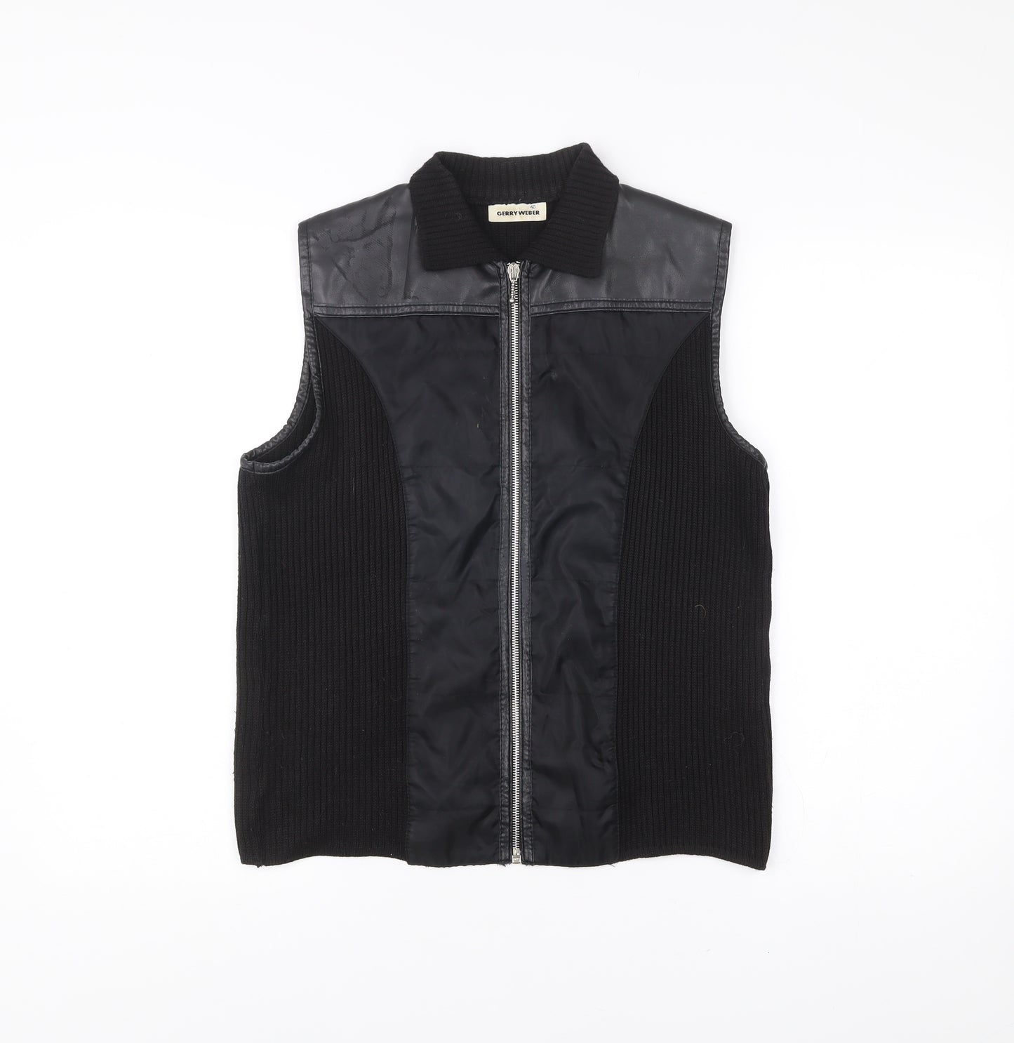 Gerry Weber Women's Black Wool Blend Waistcoat Vest Size 40 Zip Up