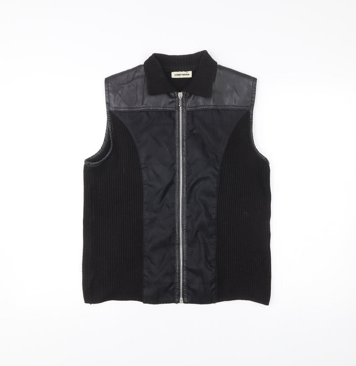 Gerry Weber Women's Black Wool Blend Waistcoat Vest Size 40 Zip Up
