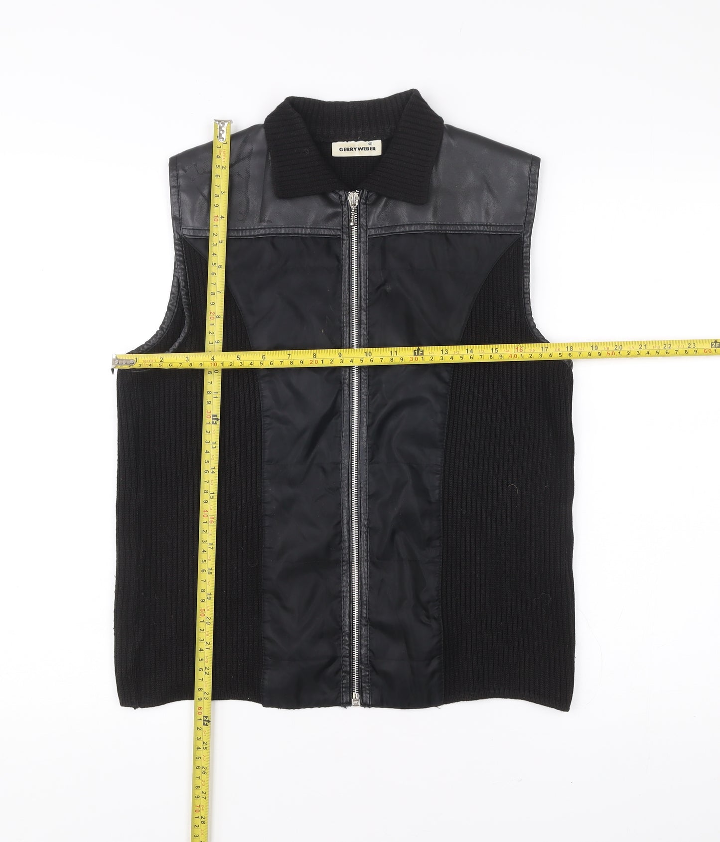 Gerry Weber Women's Black Wool Blend Waistcoat Vest Size 40 Zip Up