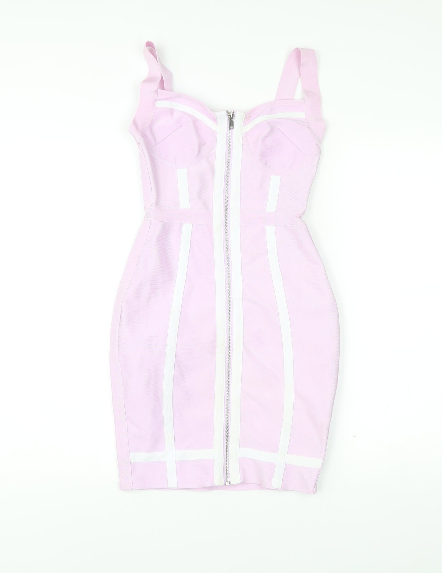 Missguided Women’s Pink Bodycon Dress UK 6 Knee Length Sleeveless Party
