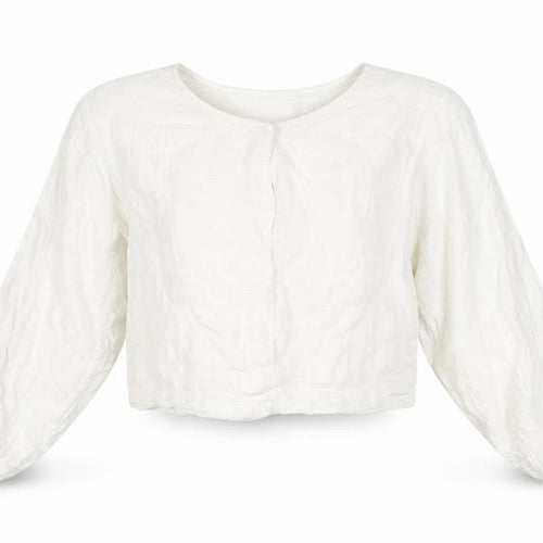 Zara Women’s White Cotton Cropped Blouse Size 10 Long Sleeve