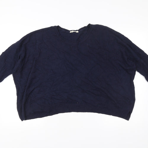 ese O ese Womens Blue M Pullover Jumper Crew Neck Knit Relaxed Fit