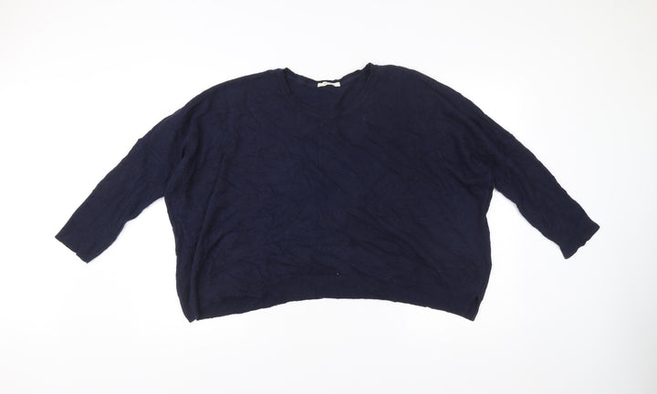 ese O ese Womens Blue M Pullover Jumper Crew Neck Knit Relaxed Fit